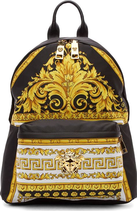 versace black & gold fashionable backpack|Versace black and white.